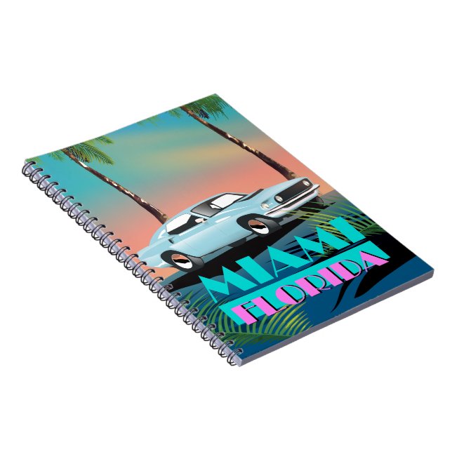 Miami Florida 1980s travel poster Notebook (Right Side)