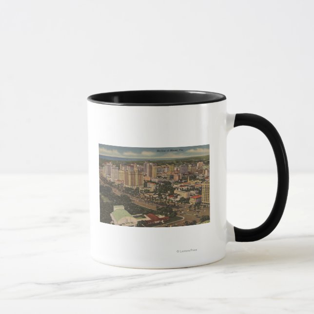 Miami, Florida - Aerial View of Downtown Mug (Right)