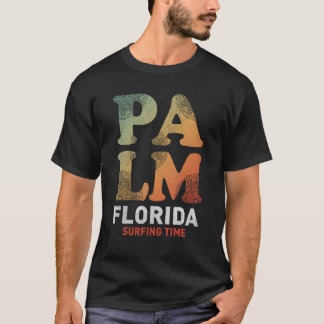 Miami Florida Beach Summer Surfing Time Palm And S T-Shirt