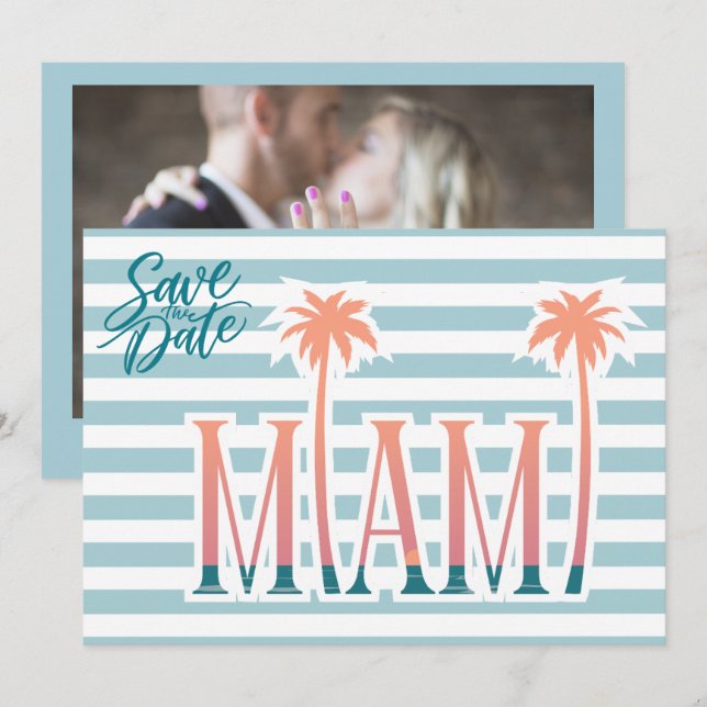 Miami Florida Beach Wedding Photo Save the date (Front/Back)