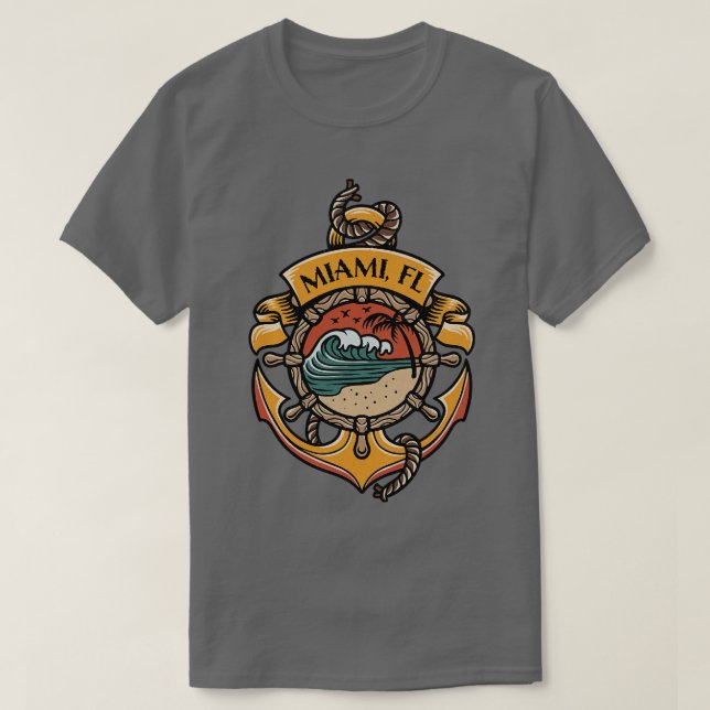 Miami Florida Beaches Boating Sailing Fishing Yach T-Shirt (Design Front)