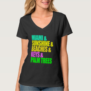 Miami Florida Beaches Palm Trees Sunshine Vacation T-Shirt