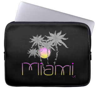 Miami, Florida Black Cool Graphic Laptop Sleeve