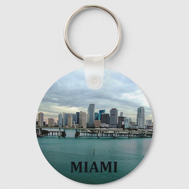 Miami Florida | City Skyline Key Ring (Front)