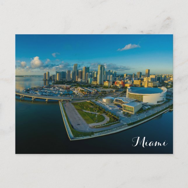 Miami Florida City Skyline Travel Photo Postcard (Front)