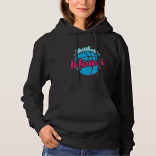 Miami Florida Cityscape Retro Basketball Sport Fa Hoodie