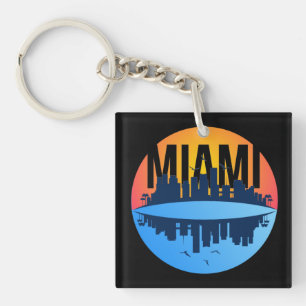 Miami Florida Cityscape Skyline Photo Key Ring