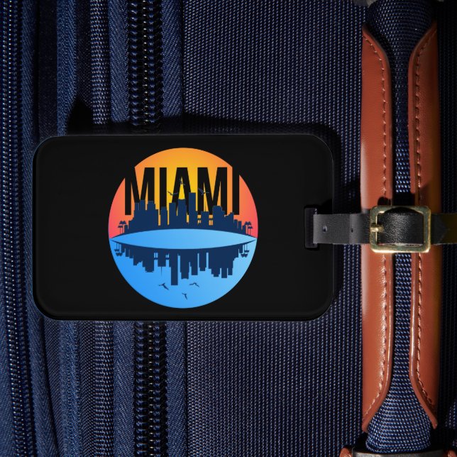 Miami Florida Cityscape Skyline Photo Luggage Tag (Front Insitu 4)