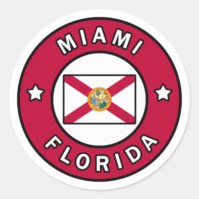Miami Florida Classic Round Sticker (Front)