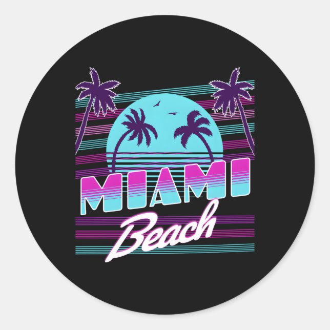 Miami Florida Classic Round Sticker (Front)