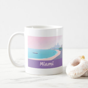 Miami Florida Coastline Cityscape Pastel Travel Coffee Mug