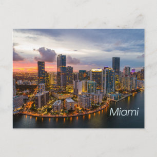Miami, Florida Downtown Night View  Postcard