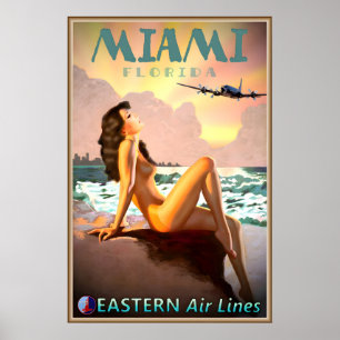 Miami Florida Eastern Air Lines Travel Poster