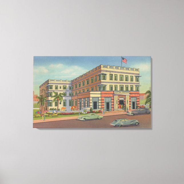 Miami, Florida - Exterior View of Hotel Astor Canvas Print (Front)