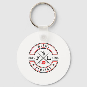 Miami Florida Fl Retro Surfer Beach Front And Ck Key Ring