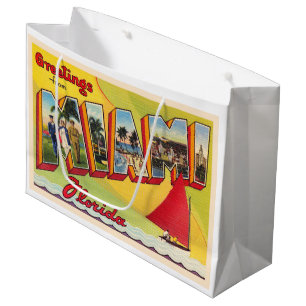 Miami Florida FL Vintage Large Letter Postcard Gift Bag