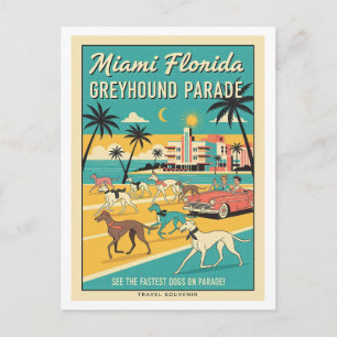 Miami, Florida – Greyhound Parade  Postcard