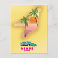 Miami Florida illustrated map poster