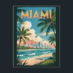 Miami Florida Illustration Travel Art Vintage Postcard<br><div class="desc">Miami retro vector travel design. From the colourful Art Deco architecture of South Beach to the flavorful streets of Little Havana,  Miami offers an electric mix of style,  culture,  and coastal beauty.</div>