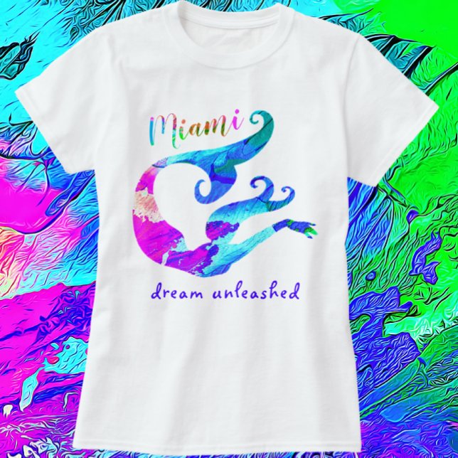 Miami Florida Mermaid Dream Unleashed Art T-Shirt (Creator Uploaded)