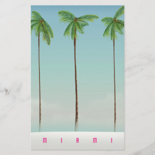 Miami, florida palm travel poster. stationery