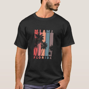 Miami Florida Palm Trees Beach Summer Vacation Ret T-Shirt