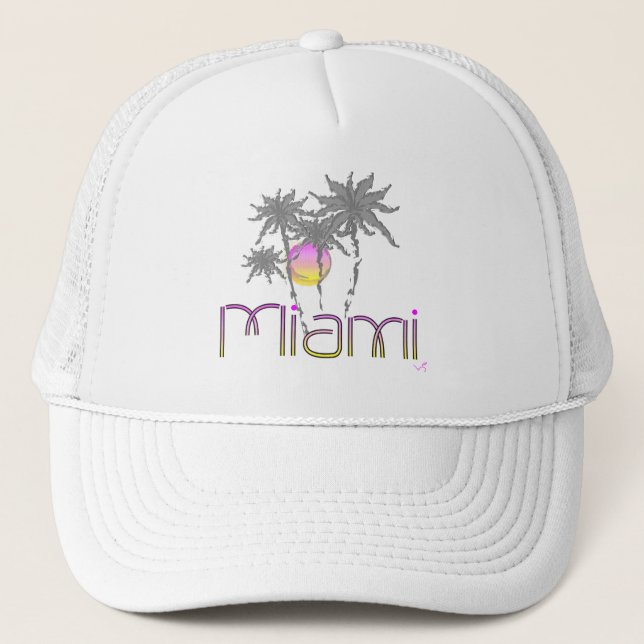 Miami, Florida Palms Modern Cool Adjustable Hat (Front)