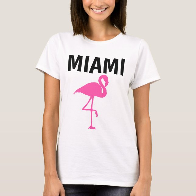 MIAMI Florida PINK FLAMINGO T-shirts (Front)