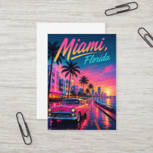 Miami Florida Retro Neon Sunset Travel Business Card