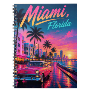 Miami Florida Retro Neon Sunset Travel Notebook