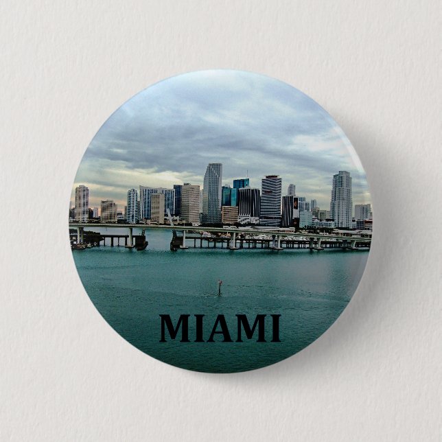 Miami Florida Skyline 6 Cm Round Badge (Front)