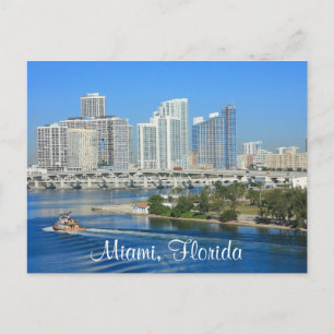 Miami Florida Skyline and Harbour Postcard