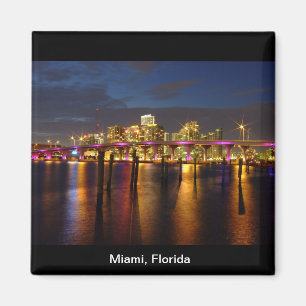 Miami Florida Skyline at Night Magnet