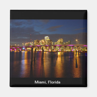 Miami Florida Skyline at Night Magnet