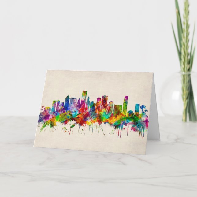 Miami Florida Skyline Holiday Card (Front)