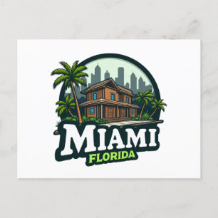  Miami  Florida Skyline  Holiday Postcard