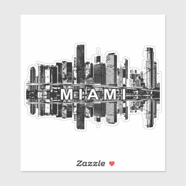Miami, Florida skyline in black ink (Sheet)