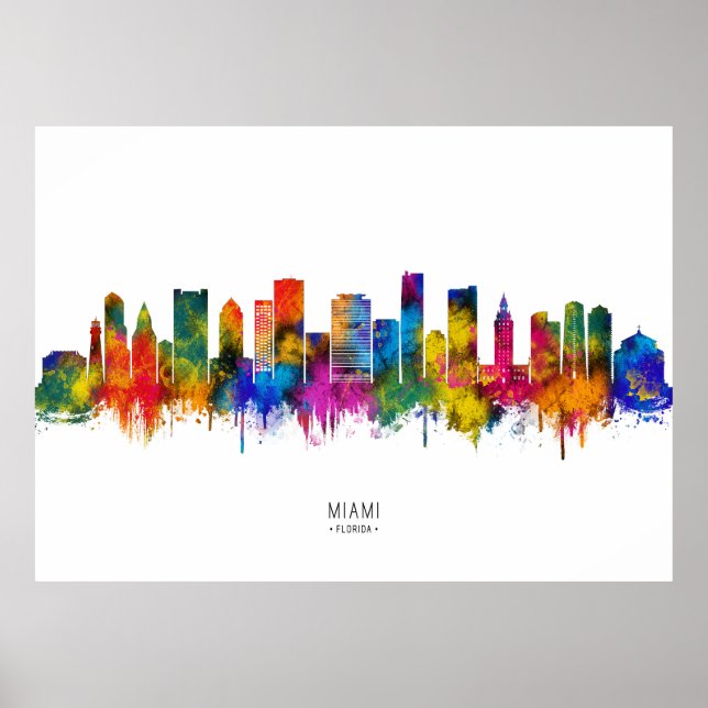 Miami Florida Skyline Poster (Front)