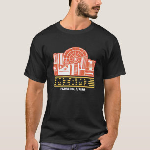 Miami Florida Skyline Retro Travel Graphic Design T-Shirt