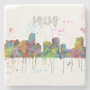 MIAMI FLORIDA SKYLINE STONE COASTER
