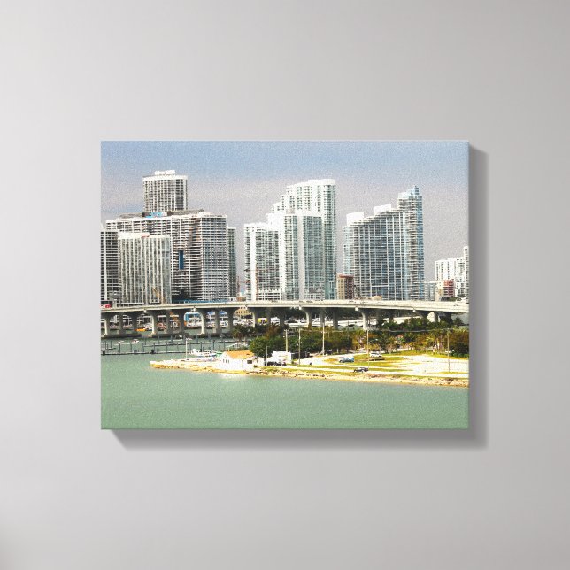 Miami Florida, Skyline, Tall buildings, Bridge Canvas Print (Front)
