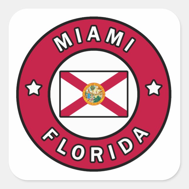Miami Florida Square Sticker (Front)