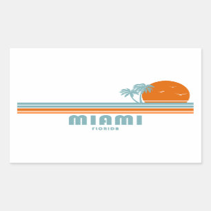 Miami Florida Sun Palm Trees Rectangular Sticker