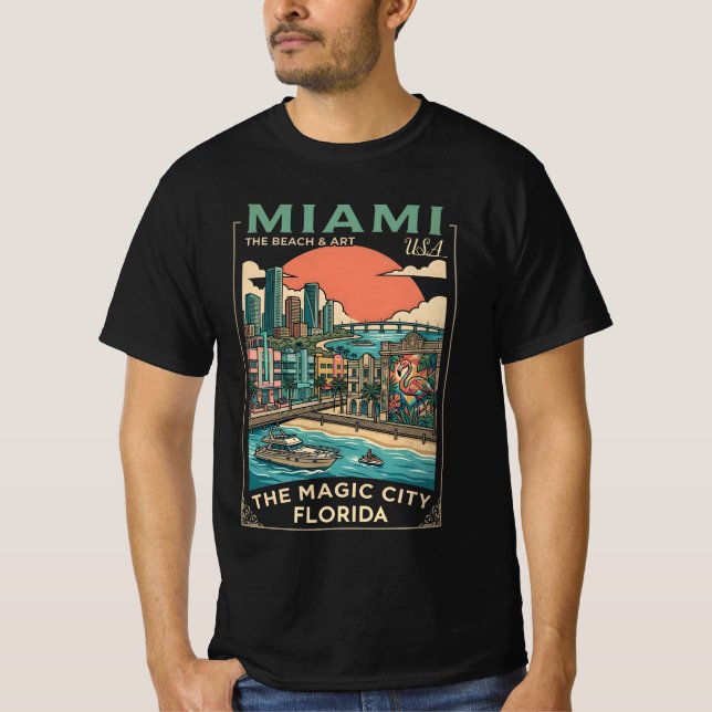 Miami, Florida, the enchanting city - a beach  T-Shirt (Front)