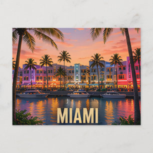 Miami Florida Tropical Waterfront Travel Gift Postcard