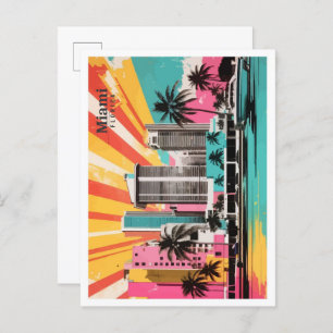 Miami Florida USA Pop Art Travel Illustration Postcard