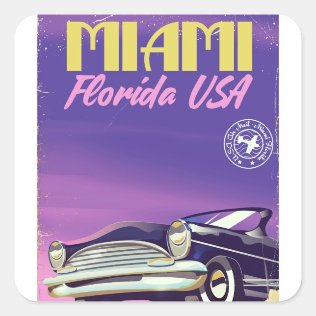 Miami Florida USA vintage poster Square Sticker (Front)
