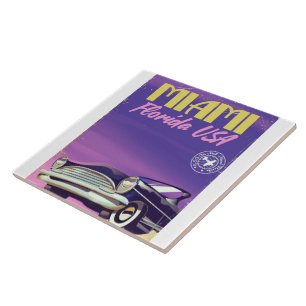Miami Florida USA vintage poster Tile