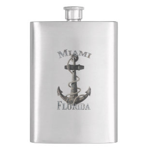 Miami Florida Vacation Nautical Anchor Sailing Hip Flask