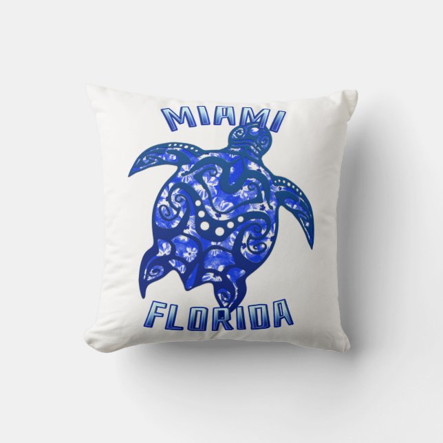 Miami Florida Vacation Tribal Turtle Cushion (Front)